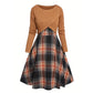 🍂 Elegantes Karo-Kleid mit Crop-Top-Set – Feminin, bequem & immer passend
