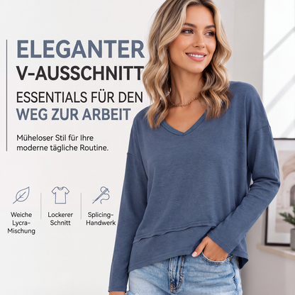 📢🎉50%Rabatt!!!🛍️✨Lockeres Langarmshirt mit V-Ausschnitt für Damen