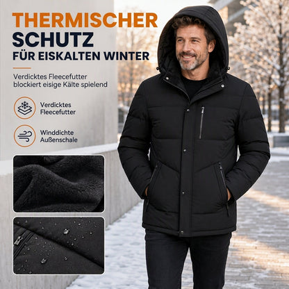 🔥 50% RABATT 🧥 Herren-Wintermantel mit Fleecefutter und abnehmbarer Kapuze 🚚 Versandkostenfrei