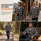 Karierter Kapuzenpullover mit Reißverschluss für Herren, lockere Passform, American Style, angerautes Hoodie-Sweatshirt
