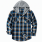 Karierter Kapuzenpullover mit Reißverschluss für Herren, lockere Passform, American Style, angerautes Hoodie-Sweatshirt
