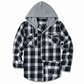 Karierter Kapuzenpullover mit Reißverschluss für Herren, lockere Passform, American Style, angerautes Hoodie-Sweatshirt
