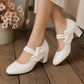 Elegante Damenschuhe mit Blockabsatz und Schleifenriemen