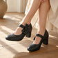 Elegante Damenschuhe mit Blockabsatz und Schleifenriemen
