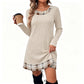 🧶 Damen-Strickkleid mit Karomuster im Patchwork-Design – Lässig, weich & immer passend