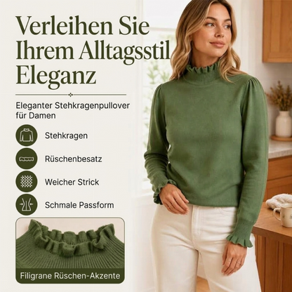 Elegantes, gemütliches Strickoberteil für Damen mit Rüschenbesatz
