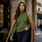 Elegantes, gemütliches Strickoberteil für Damen mit Rüschenbesatz