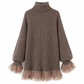 ❤️ Beliebt bei über 10.000 Kunden! 💬 Oversized Strickkleid im Mock-Neck-Stil mit Rüschen-Tüllbesatz