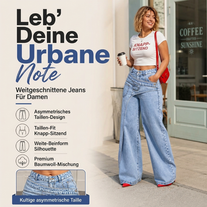 🔔 Letzte 100 Stück – solange der Vorrat reicht! Damen-Modische asymmetrische Wide-Leg-Jeans mit Überlappung