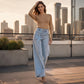 🔔 Letzte 100 Stück – solange der Vorrat reicht! Damen-Modische asymmetrische Wide-Leg-Jeans mit Überlappung