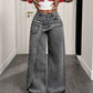 🔔 Letzte 100 Stück – solange der Vorrat reicht! Damen-Modische asymmetrische Wide-Leg-Jeans mit Überlappung