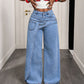 🔔 Letzte 100 Stück – solange der Vorrat reicht! Damen-Modische asymmetrische Wide-Leg-Jeans mit Überlappung