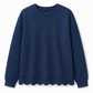 Damen Sweatshirt mit Muschels-cut Saum und Rundhals