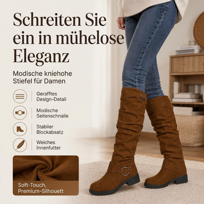 🔥 50% Rabatt – nur heute! 👢 Damen lässige kniehohe Stiefel mit Gürtelschnalle