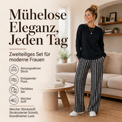 📢🎉50%Rabatt!!!🛍️✨Freizeit-Oberteil mit Rundhalsausschnitt und bedruckte Hosen Set für Damen