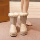 Damen Plateau-Schneestiefel mit Schleifen-Detail