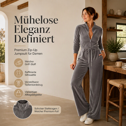 👑 Premium-Qualität – jetzt 50% Rabatt! ✨ Schicker Samt-Jumpsup mit Stehkragen für Damen
