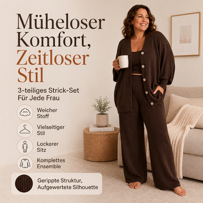 🎯 50% Rabatt + Gratis Versand! 🚚 Damen 3-teiliges Strick-Loungewear-Set