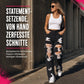 Damen zerrissene Jeans mit geradem Bein
