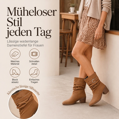 💬 Tausende zufriedene Kunden! 💞 Damen Kurzstiefel mit spitzer Zehenpartie und lässigem Faltenwurf – Premium Soft-Touch & hautfreundlich