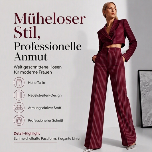 🔥 50% Rabatt – nur heute! 🎉 Damen Hochtaillierte Streifen Wide-Leg-Hose