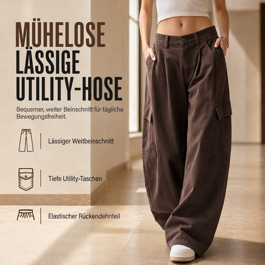 📢🎉50%Rabatt!!!🛍️✨Damen High Waist Wide Leg Baggy Cargohose mit Utility-Taschen, locker sitzende Baumwollmischhose