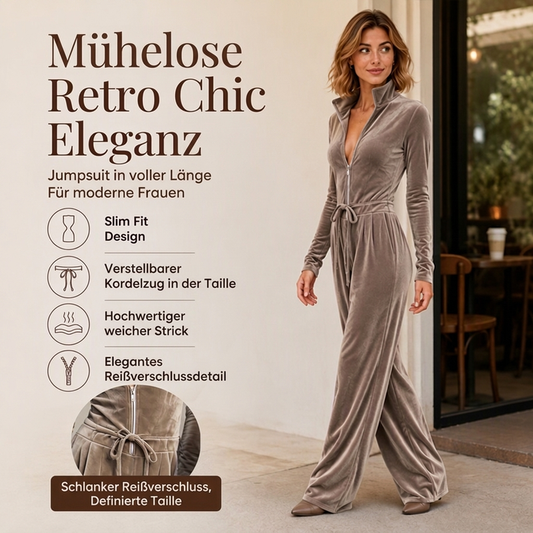 🔥 50% Rabatt – nur heute! 🎉 Damen Schicker Samt-Overall mit Stehkragen