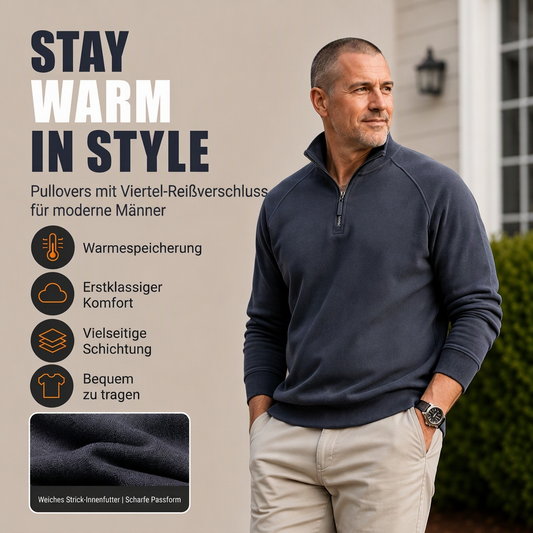 🔥 50% Rabatt 🔥 Herren Half-Zip-Pullover mit Stehkragen – bequem & vielseitig