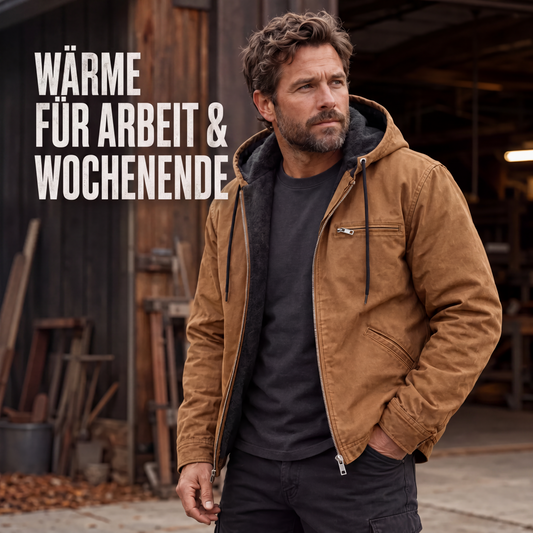 🔁 1000+ echte Bewertungen – durchweg positiv! Herren Arbeitsjacke mit Kapuze und Plüschfutter
