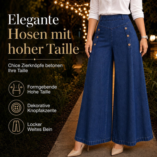 🙌 70% Wiederkaufquote – Qualität überzeugt! High-Waist Jeans mit weiter Beinform, Stretch-Denim und dekorativen Knöpfen