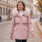 Mittellange Damen-Parka-Jacke mit Plüschfutter