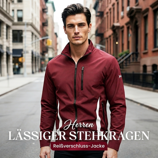 Lässige Herrenjacke mit Stehkragen und Reißverschluss