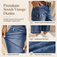 🔥 50% RABATT 👖 Damen Vintage Straight-Leg Jeans – dehnbar, Distressed-Taschen & Fransen-Saum