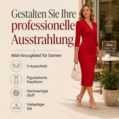 Blazerkleid für Damen mit V-Ausschnitt und 3/4-Ärmeln