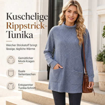 📢🎉50%Rabatt!!!🛍️✨Damen Langarmshirt mit lockerem Sitz, Mock-Neck-Kragen