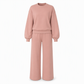 ⏰ Countdown läuft – 50% Rabatt, nur noch 3 Tage! Damen Zweiteiliges Strick-Lounge-Set, Mock-Neck Langarmshirt & hochtaillierte Wide-Leg-Hosen