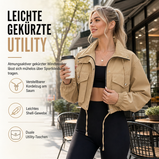 Damen Unifarbe Windjacke mit durchgehendem Reißverschluss, Herbst