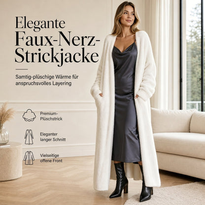 🔥 Beliebtes Produkt ！✨Damen Langcardigan aus Kunstpelz-Fleece, flauschiger oversized Strickmantel für Herbst und Winter