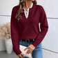 Damen Rollkragen-Strickpullover mit Spitzenbesatz