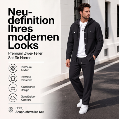 Herren Freizeit Waffelstruktur Kapuzenjacke und Hosen Set