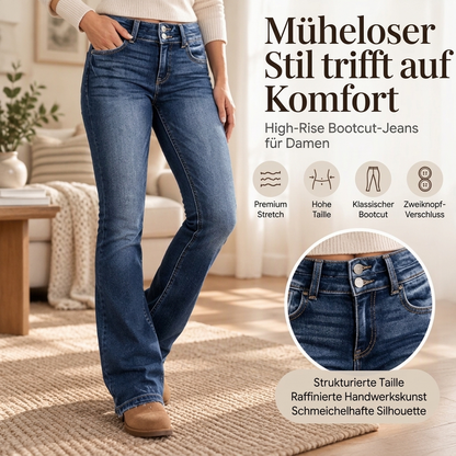 🔥 Bestseller – über 50.000 Mal verkauft! 🏆 Damen Bootcut-Jeans mit Doppelknopf und hohem Bund