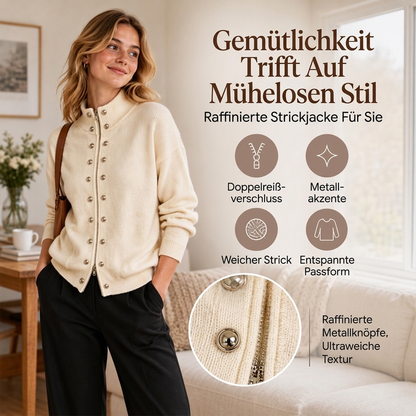 🔥 Napoleon-Trend 🔥 Damen-Strickjacke mit Stehkragen & Doppelknopfverschluss