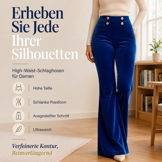 Damen High-Waist Samt Schlaghose