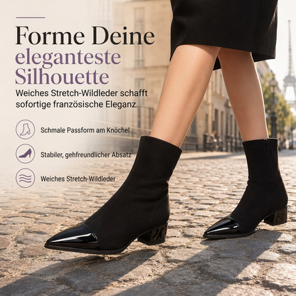 🔥 Beliebtes Produkt ！✨Damen-Stiefeletten im französischen Stil mit spitzer Zehenpartie, schmale Passform, elegante kurze Stiefel für Frühling und Herbst