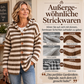 Damen Gestrickte Kapuzenstrickjacke mit Streifen