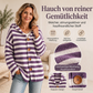 Damen Gestrickte Kapuzenstrickjacke mit Streifen