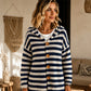 Damen Gestrickte Kapuzenstrickjacke mit Streifen