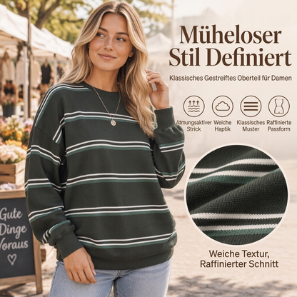 📢🎉50%Rabatt!!!🛍️✨Freizeit-Oberteil mit Rundhalsausschnitt und Streifen für Damen