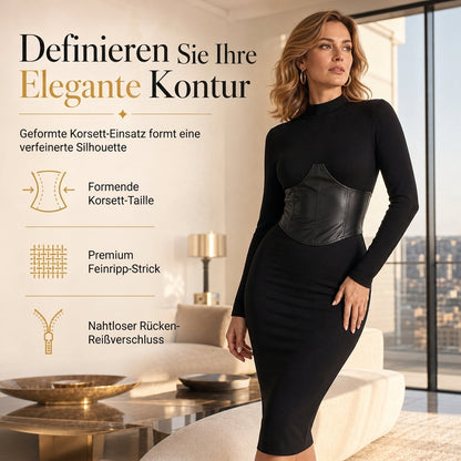 🥳 Über 5.000 Mal in den Warenkorb gelegt! Damen Strickkleid mit Rundhals, Langarm & Patchwork – figurbetont & Bodycon