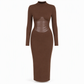 🥳 Über 5.000 Mal in den Warenkorb gelegt! Damen Strickkleid mit Rundhals, Langarm & Patchwork – figurbetont & Bodycon